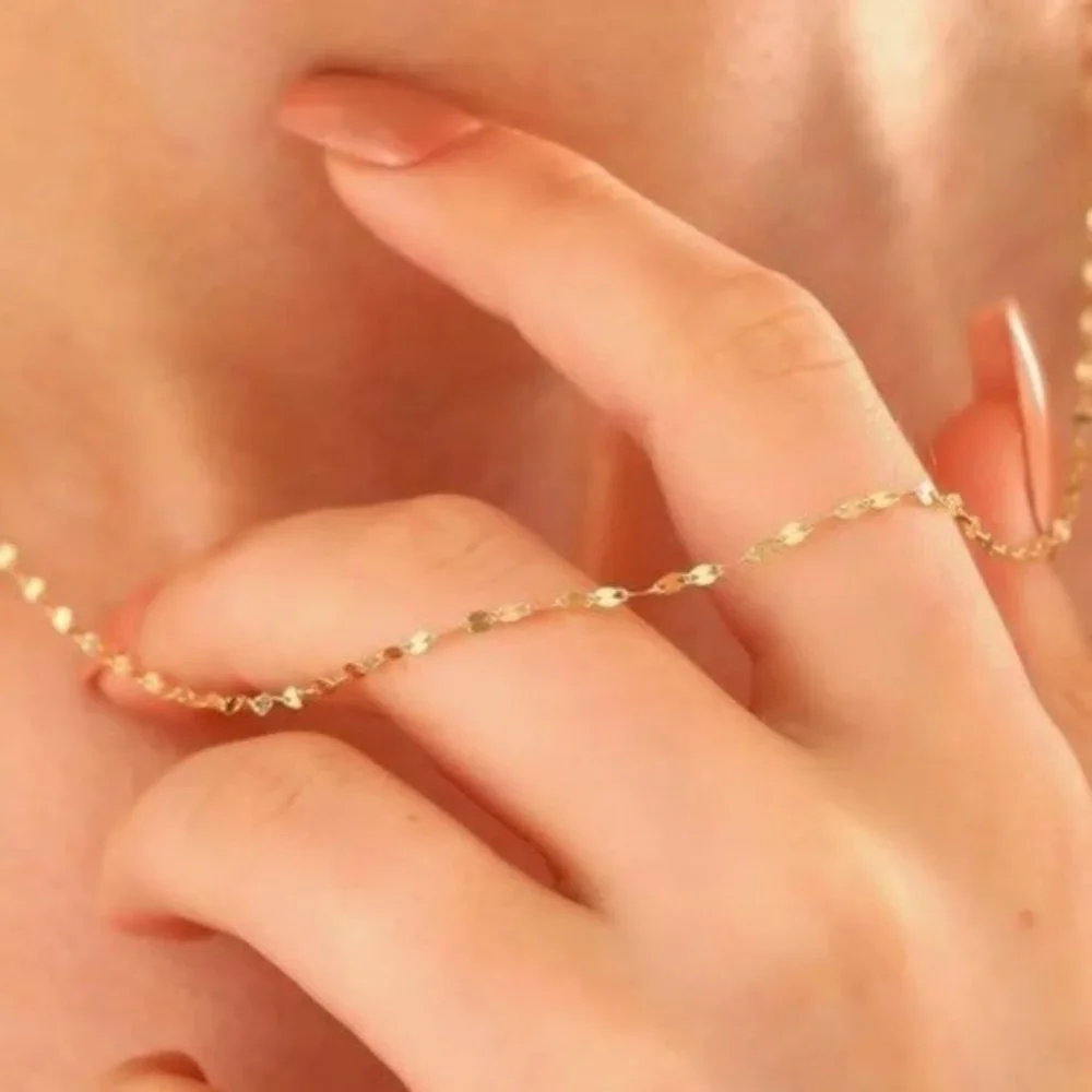 Dainty Gold Sparkle Chain Waterproof Sparkly Gold Necklace Layering Necklace - Picture 12 of 12